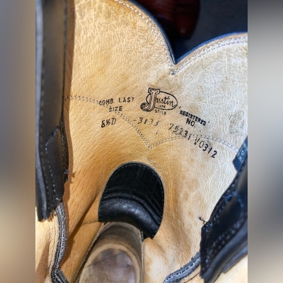 Justin Men's 10" Temple Roper Black Casual Boots 3133 Size 8.5 - Picture 7 of 10